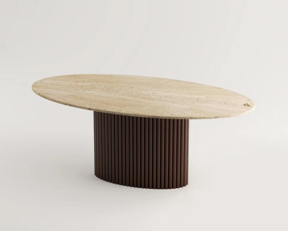 Ellipse Travertin Tisch – Bild 4
